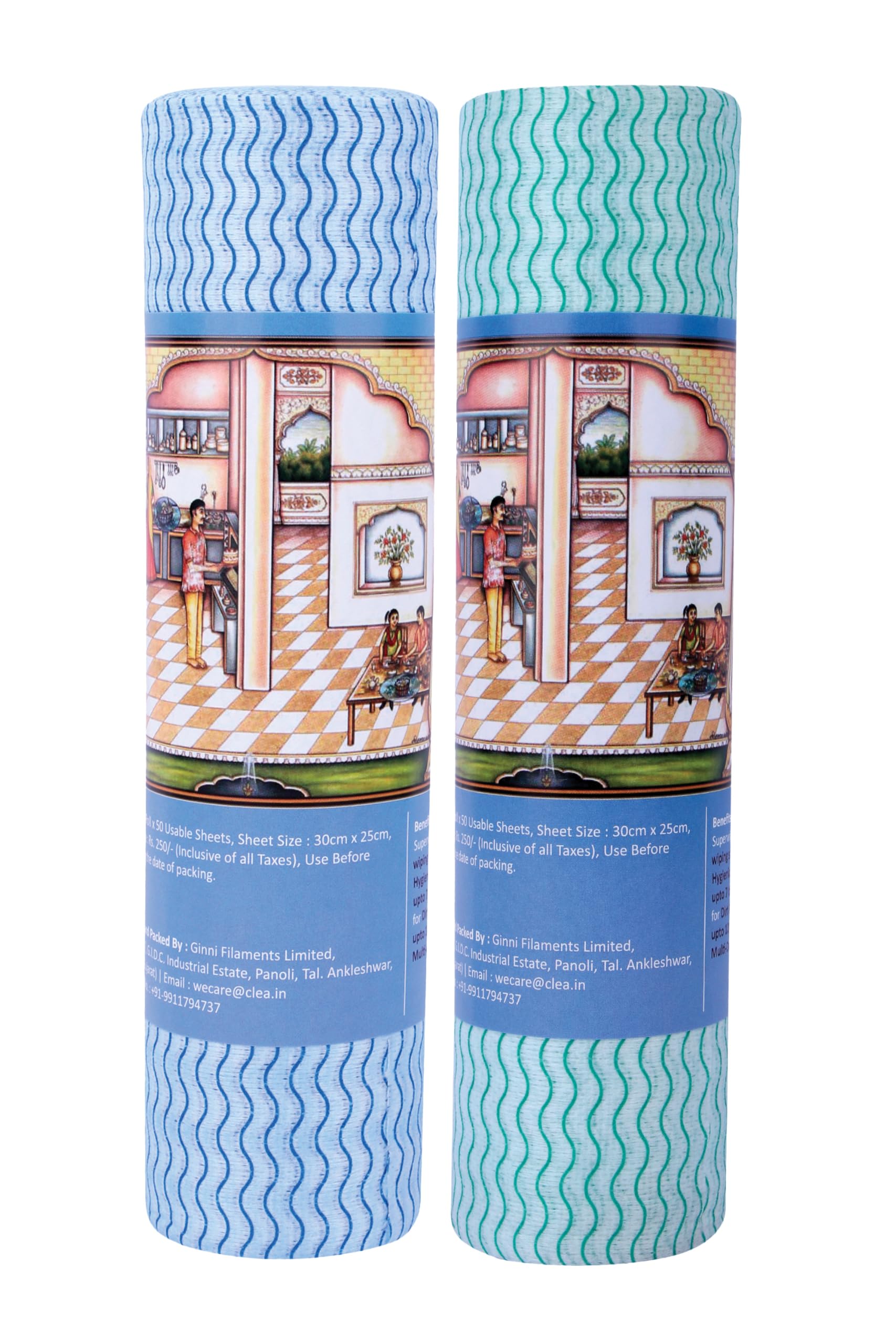 GINNI Premium Printed Kitchen Swipe Rolls Non Woven Fabric, Kitchen Tissue/Towel Tissue Roll Reusable & Washable (Multi-Purpose Household Sheets) - 30x25 Cm (100 Pulls)-image-48