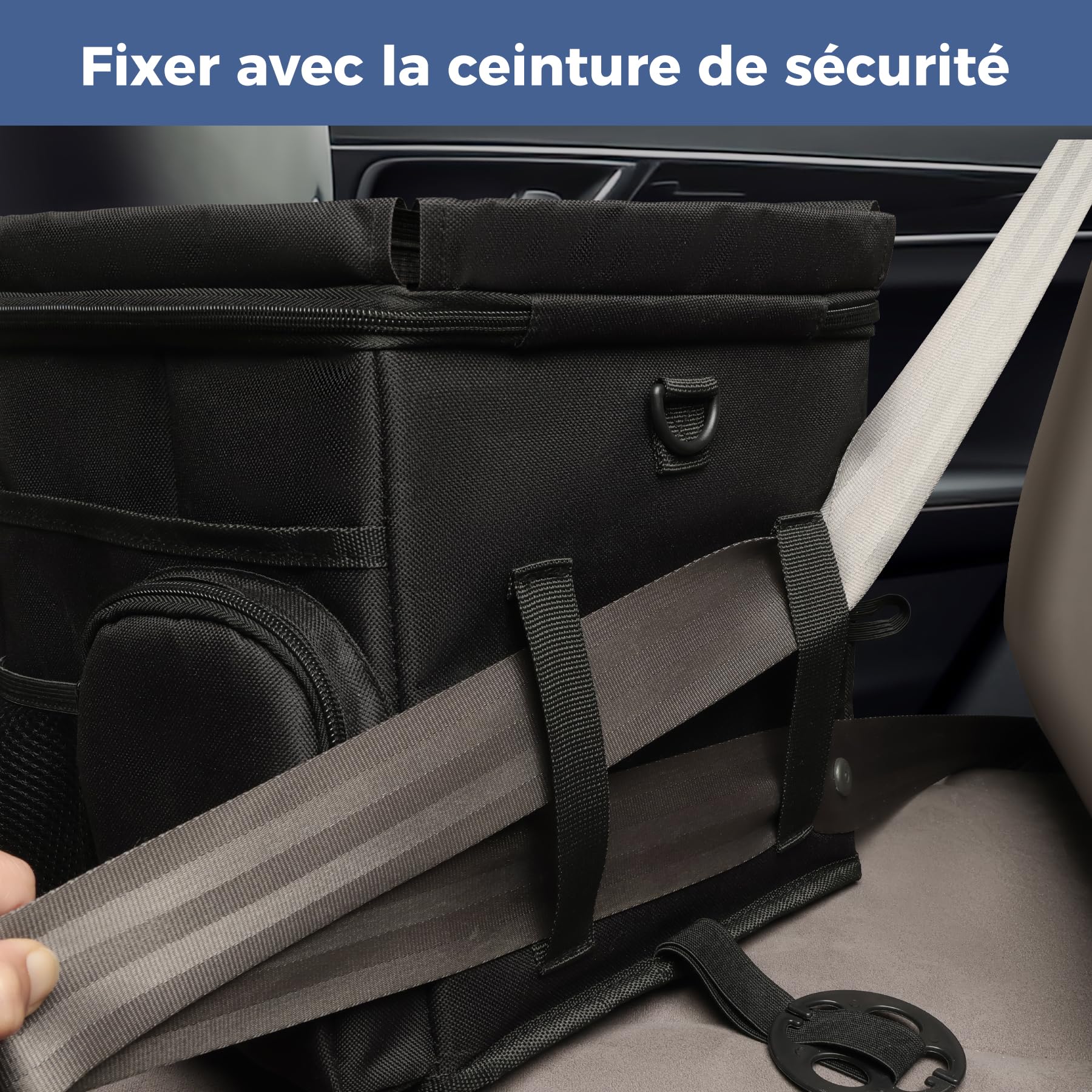Organisateur Multifonctionnel pour Siège de Voiture, avec Porte-gobelets et Compartiment Isotherme pour Sièges Avant et Arrière – Rangement Voiture pour Jouets, Collations, Enfants et Adultes, Noir