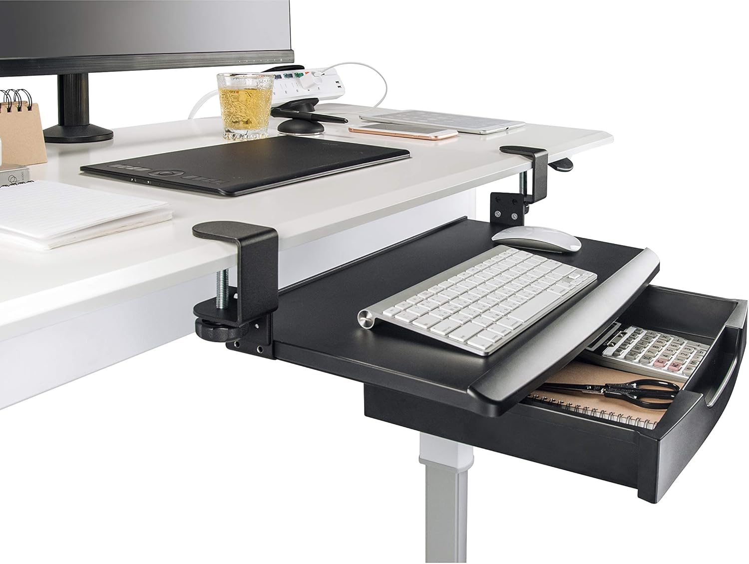Mobotron Clamping Under-Desk Keyboard Tray with Drawer