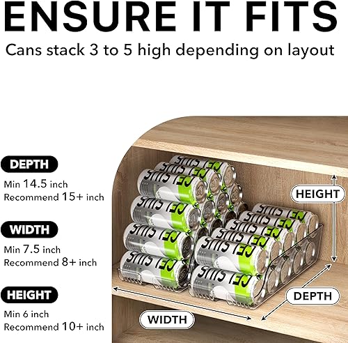 Miniatura 4 de SimpleHouseware - Organizador de latas delgadas para despensarefrigerador, transparente, juego de 2