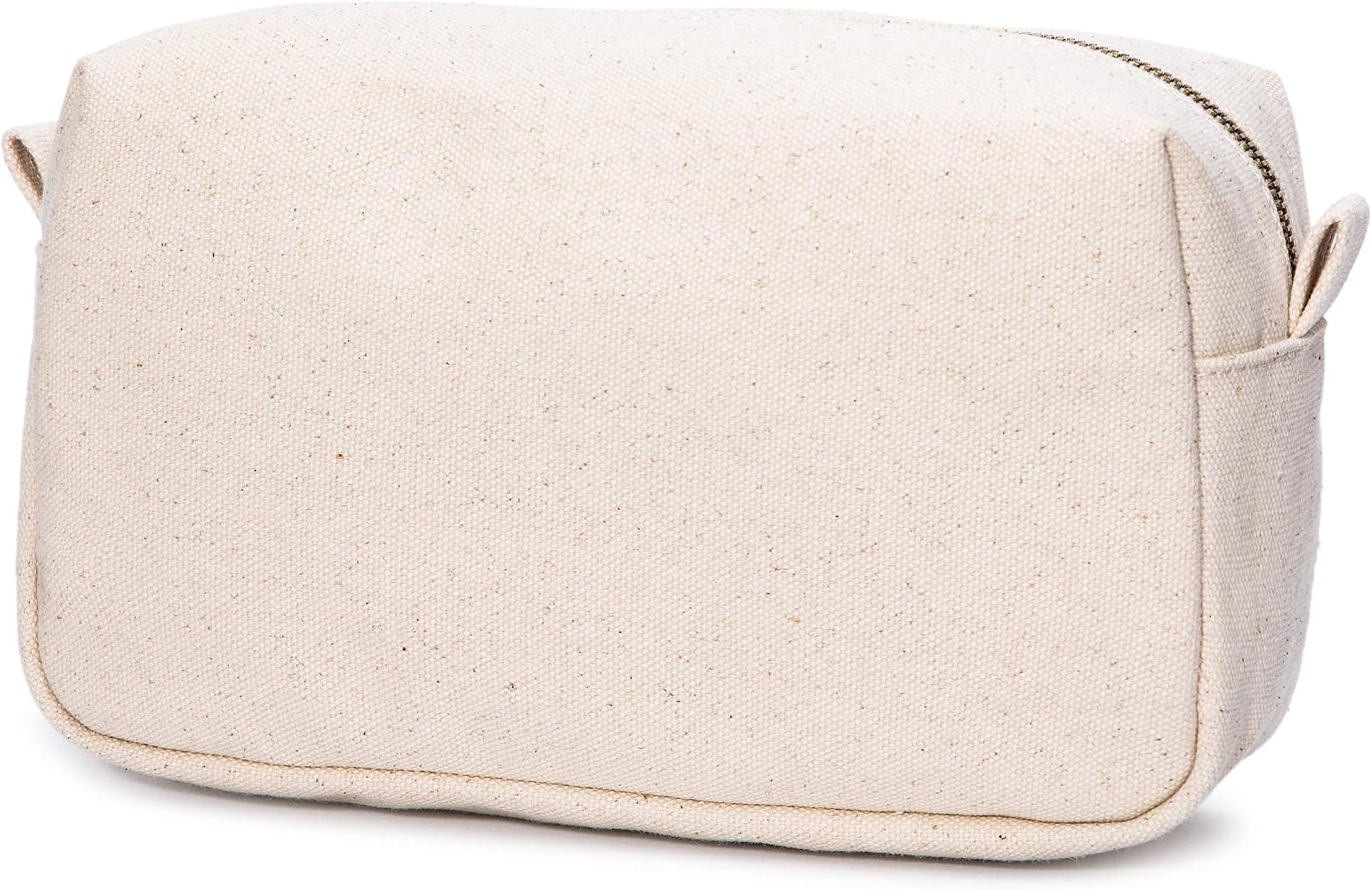 Karitco Plain Canvas Makeup Case Organizer Pencil Bag Brass Zipper