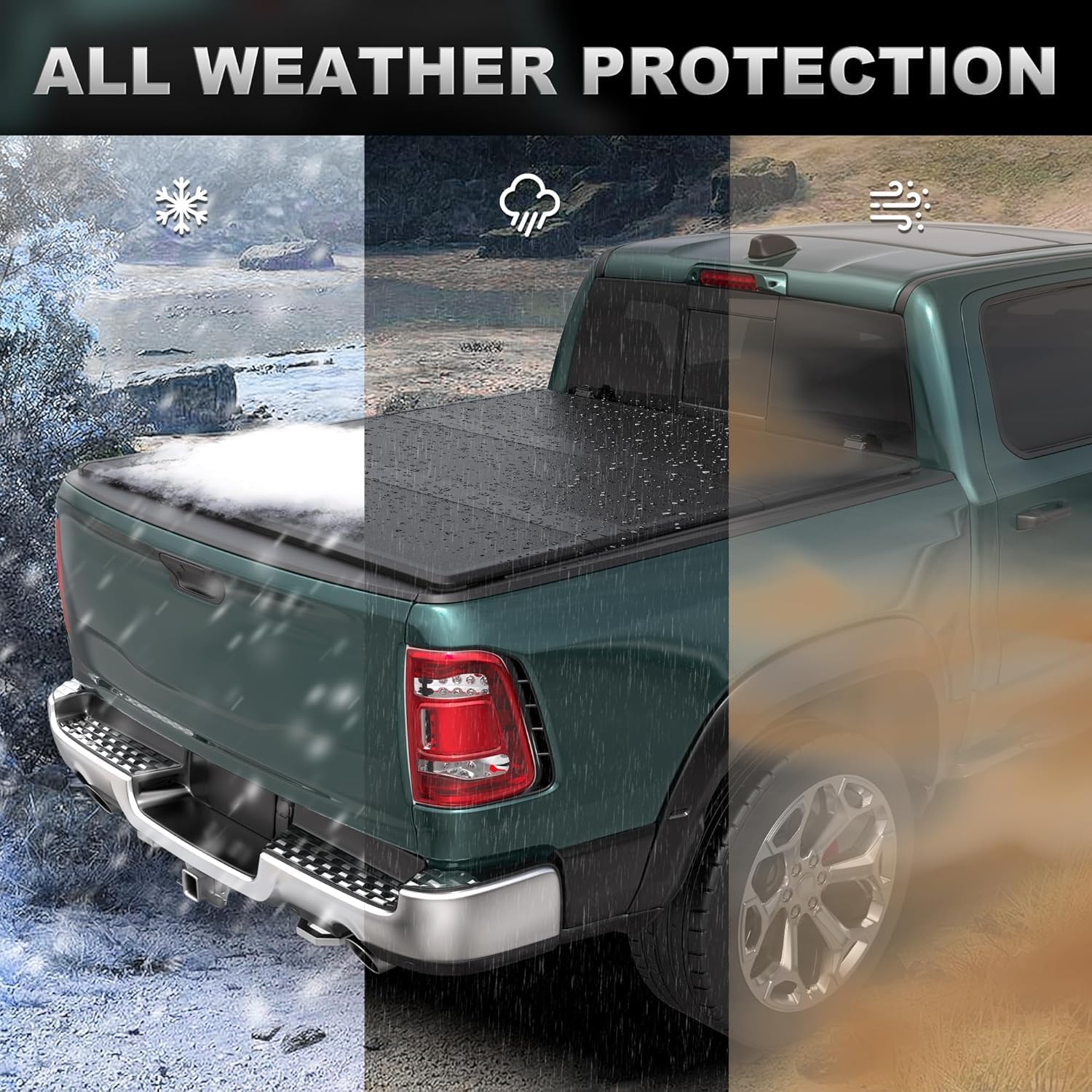 5FT Hard Tri Truck Bed Tonneau Cover Compatible for 2015-2026 GMC Canyon Chevy Colorado Pickup Aluminum Short Bed, 60 inch w/Secure Clamps
