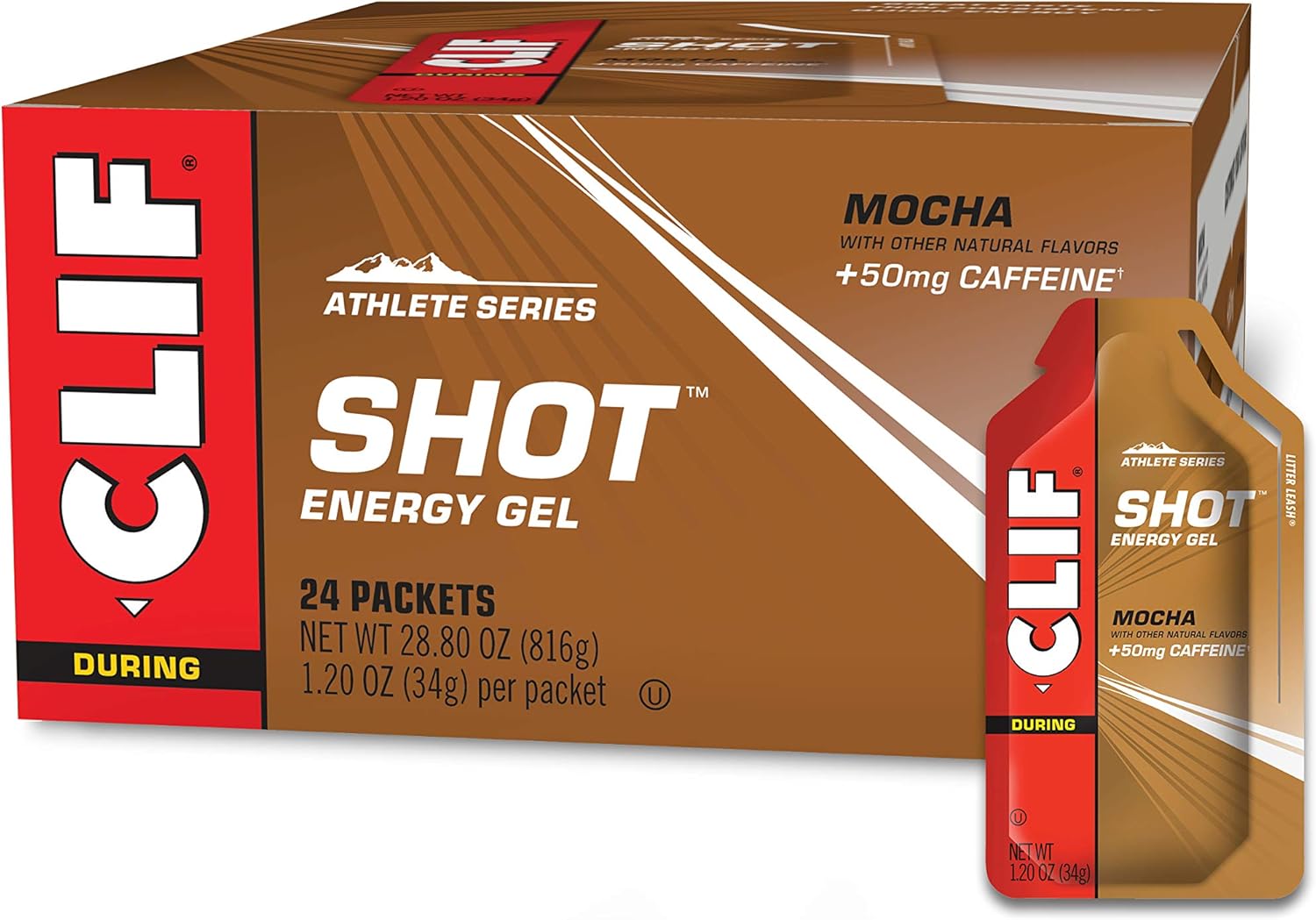 CLIF SHOT - Energy Gels - Mocha - Non-GMO - Non-Caffeinated - Fast Carbs for Energy - High Performance & Endurance - Fast Fuel for Cycling and Running (1.2 Ounce Packet, 24 Count) : Health & Household