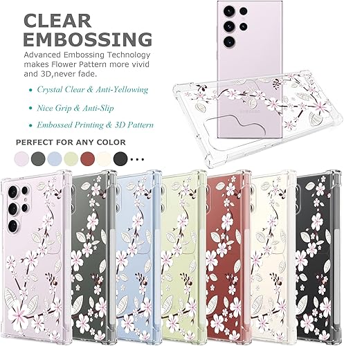 Miniatura 2 de GREATRULY Funda transparente floral para Galaxy S23 Ultra 5G para mujeres y niñas, bonita funda de teléfono para Samsung Galaxy S23 Ultra, diseño de