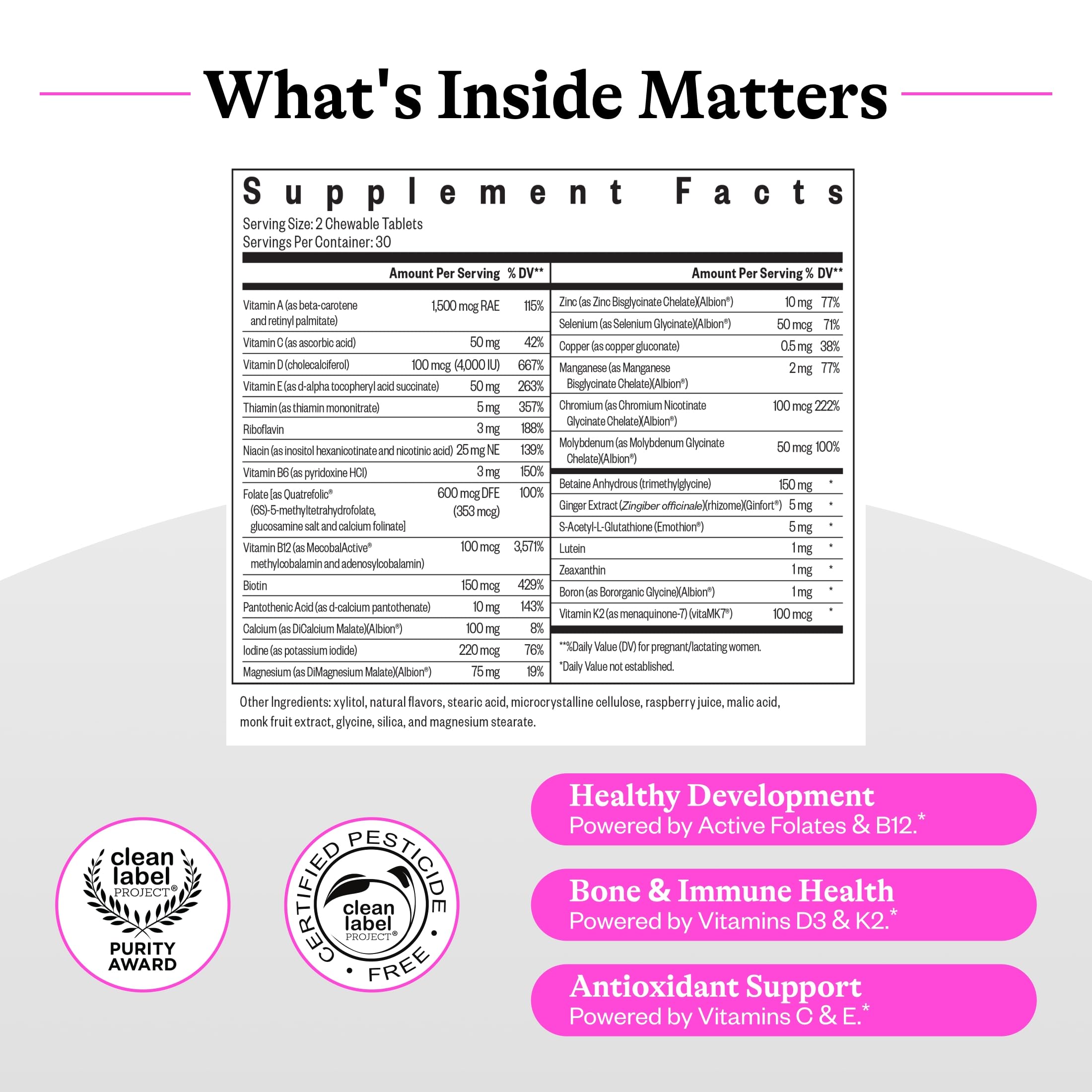 Seeking Health Prenatal Essentials Chewable, Third-Party Tested, 60 Tablets — Amazon image 2