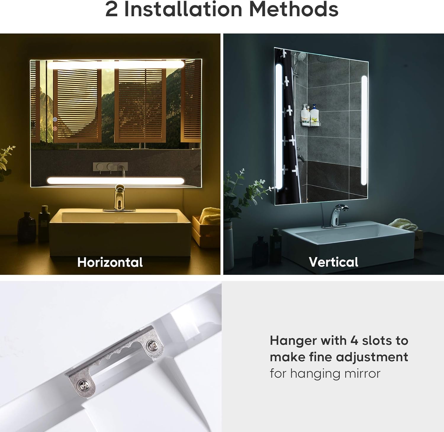 Black Friday 🔥 Aquaterior 24x32 LED Bathroom Mirror, Anti Fog Wall Mounted Makeup Vanity Mirror with Dimmable Touch Switch Frameless, CRI>90, 3500K-6500K Adjustable Warm White, IP65 Waterproof, Horizontal/Vertical