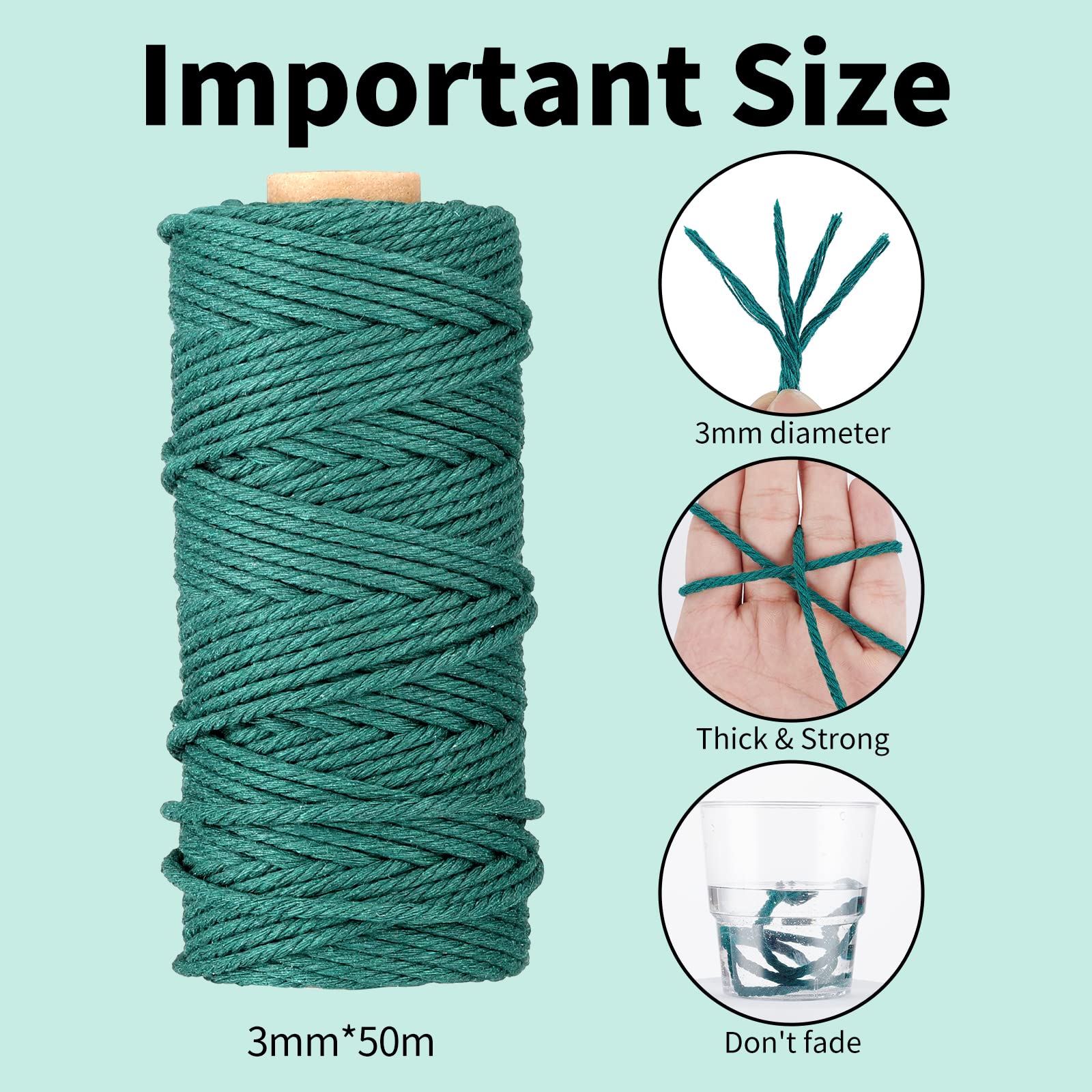 Chart Showing Thickness Macrame Cord CHEUKYIU Cotton Cord, 8 Mm 30 M