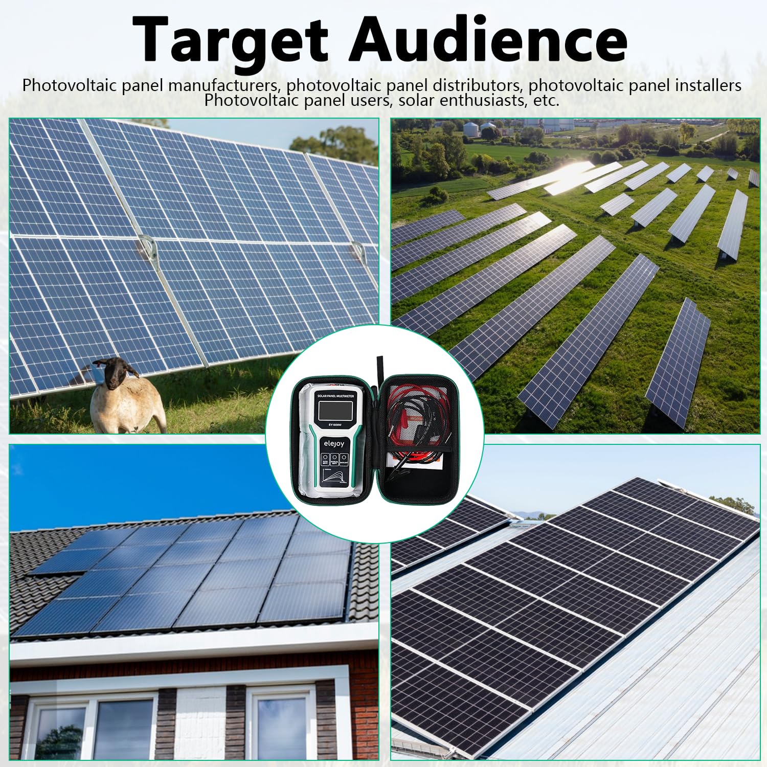 Pannello solare MPPT, 1800 W, pannello fotovoltaico, multimetro con display LCD, tensione a vuoto intelligente e test dei dati per test solari PV, non superiore a DC 20-120 V, 60 A