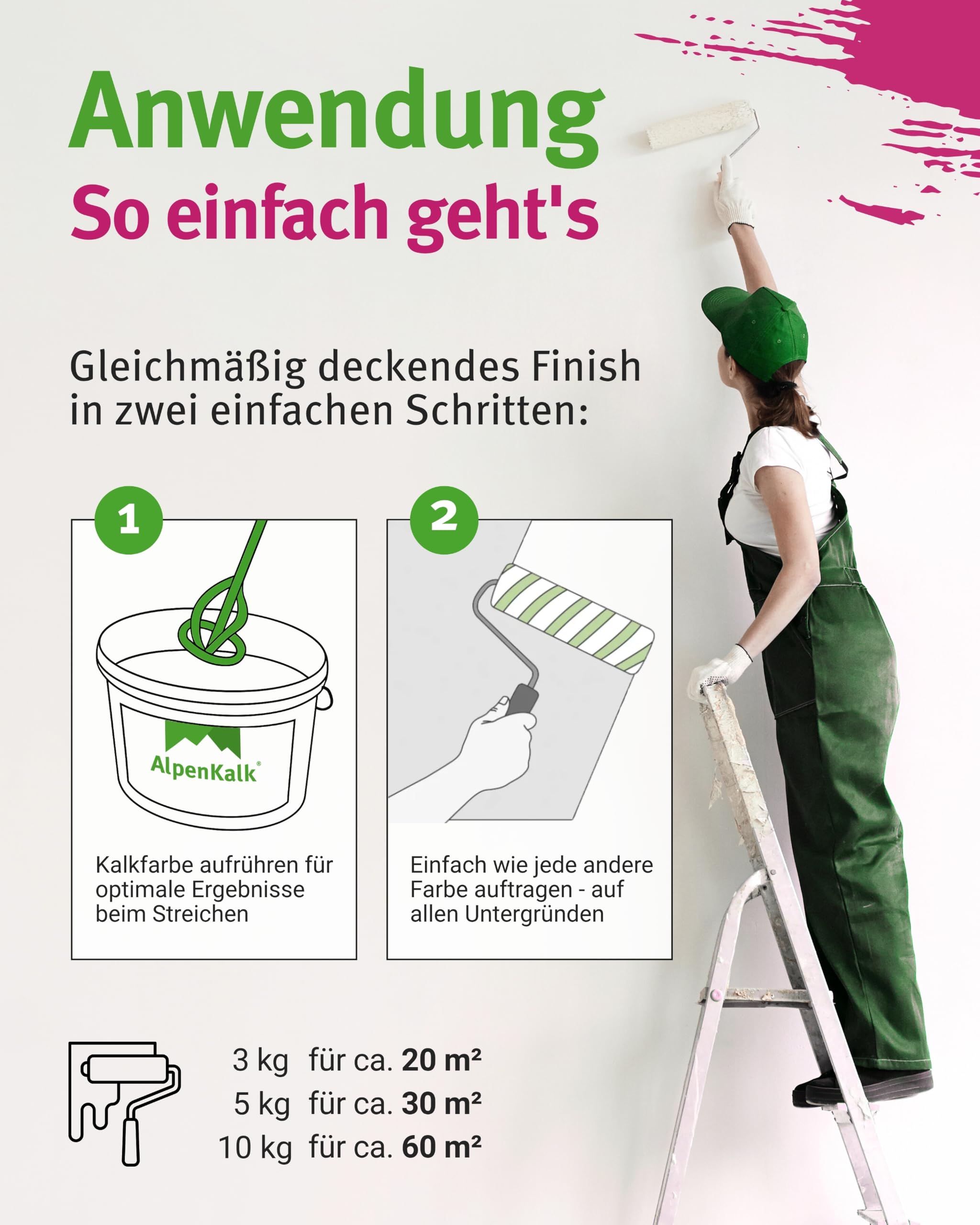 Kalkfarbe Hühnerstall I 5 kg für ca. 30 m² I Antibakterielle Stallfarbe gegen Milben & Schimmel I 100% natürlich & chemiefrei I Atmungsaktiv für ein gesundes Stallklima