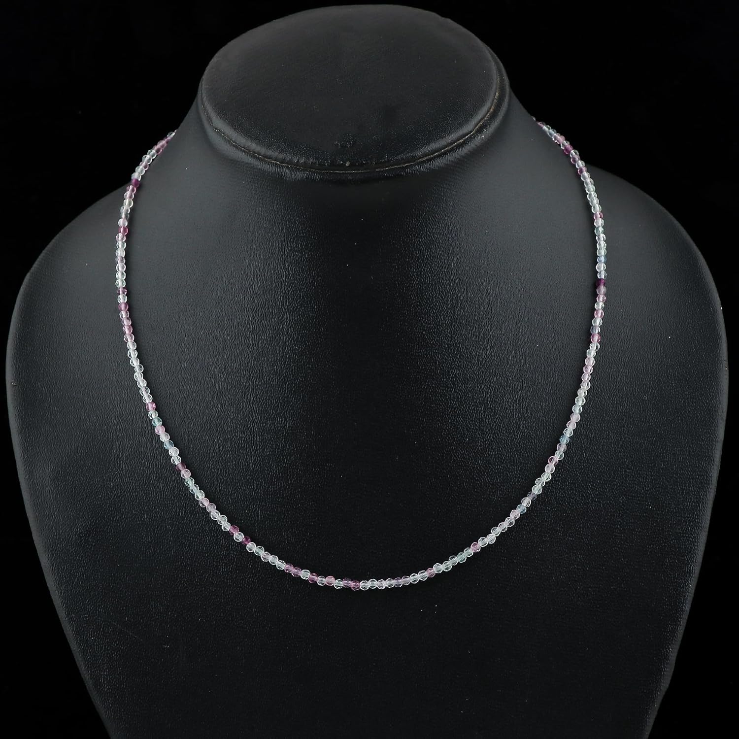 Natural Beads Necklace Adjustable Choker Crystal Handmade Jewelry, 2 To 2.5 mm Beads, Hypoallergenic 18 Inch Silver Plated Gemstone Necklaces For Women - Image 5