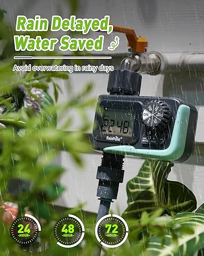 Miniatura 6 de RAINPOINT Temporizador de aspersor al aire libre, temporizador de agua para manguera de jardín, temporizador de riego programable con retardo por
