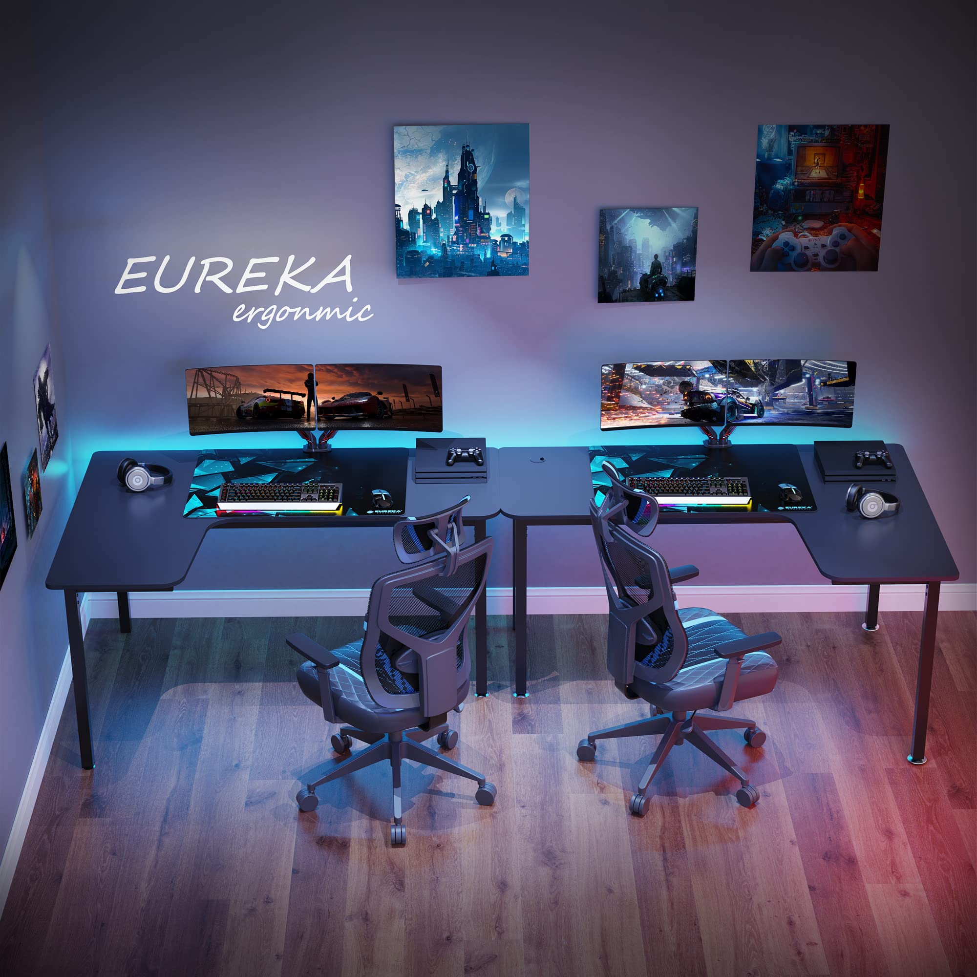 Buy EE Eureka Ergonomic 61 inch L Shaped Corner Desk,Ergonomic Gamer