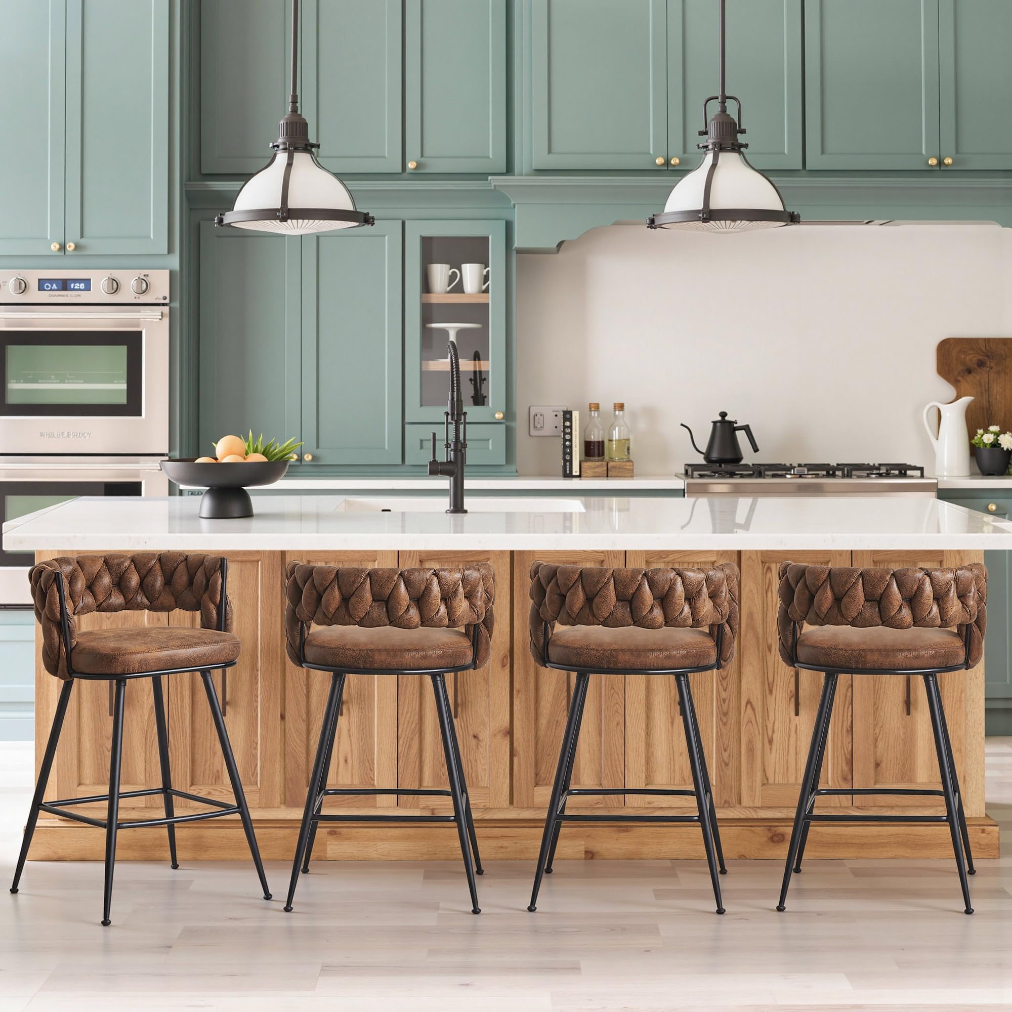 Photo 1 of **Only Two** VECELO Bar Stools Set of 4, 26" Counter Height, Brown