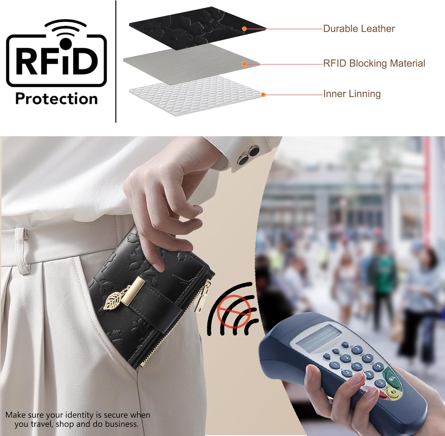 Small Wallet Women RFID Blocking Leather Bifold Wallet Credit Card Holder for Women Ladies Compact Wallet Mini Purse With Zipper Pocket - Image 5