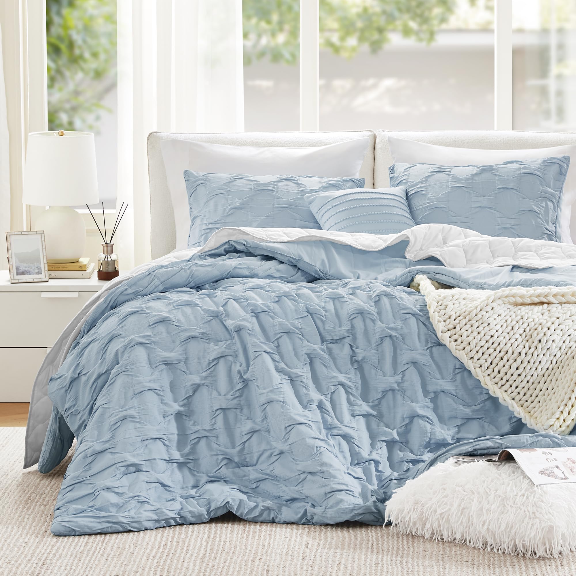 Comfort Spaces Het hele seizoen, lichtgewicht, sprei beddengoed, bijpassende shams, microvezel, madeliefjes groen, volledig/queensize (90 x 90 inch
