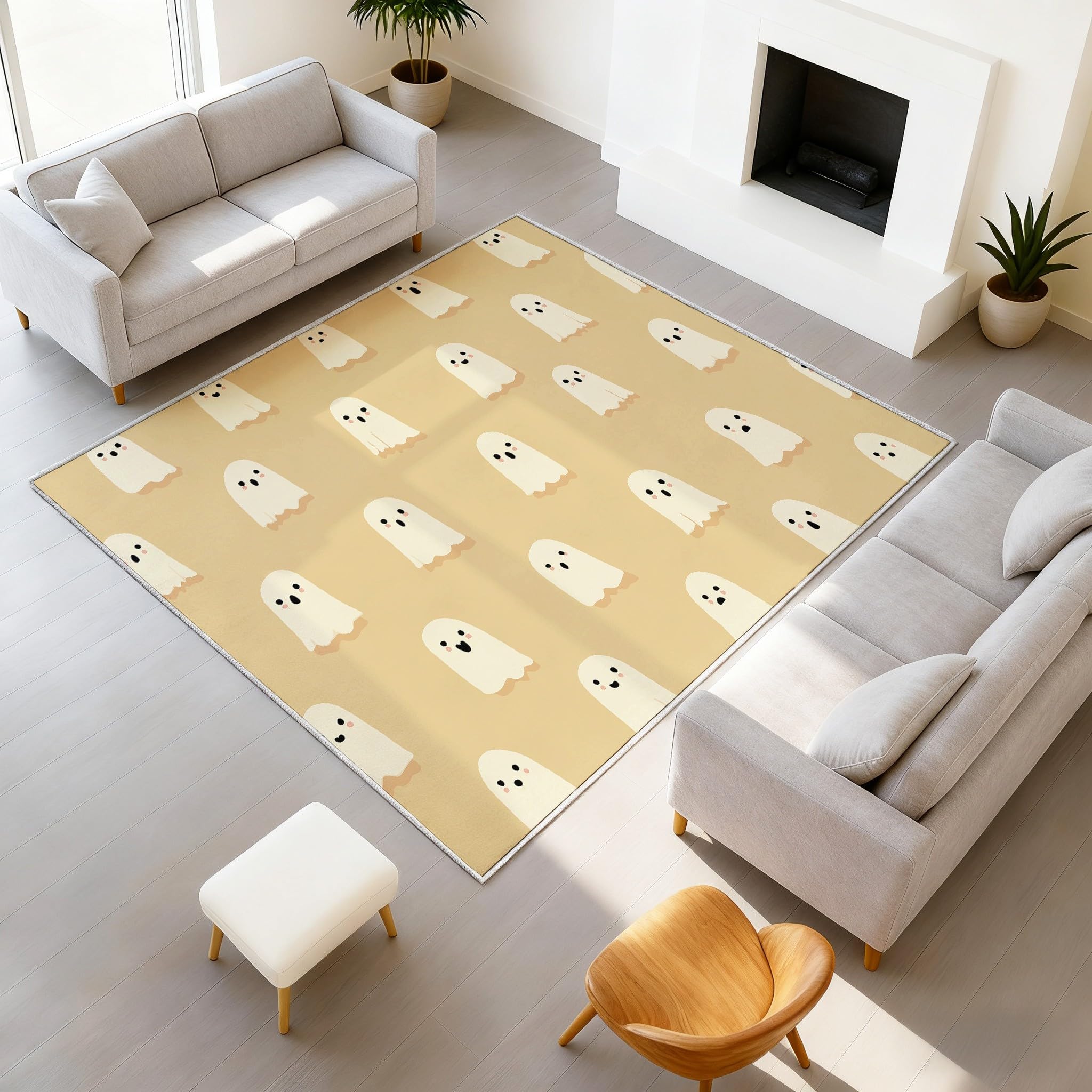 Tapis salon 60x90 cm festival de halloween moquette fantôme beige flanelle
