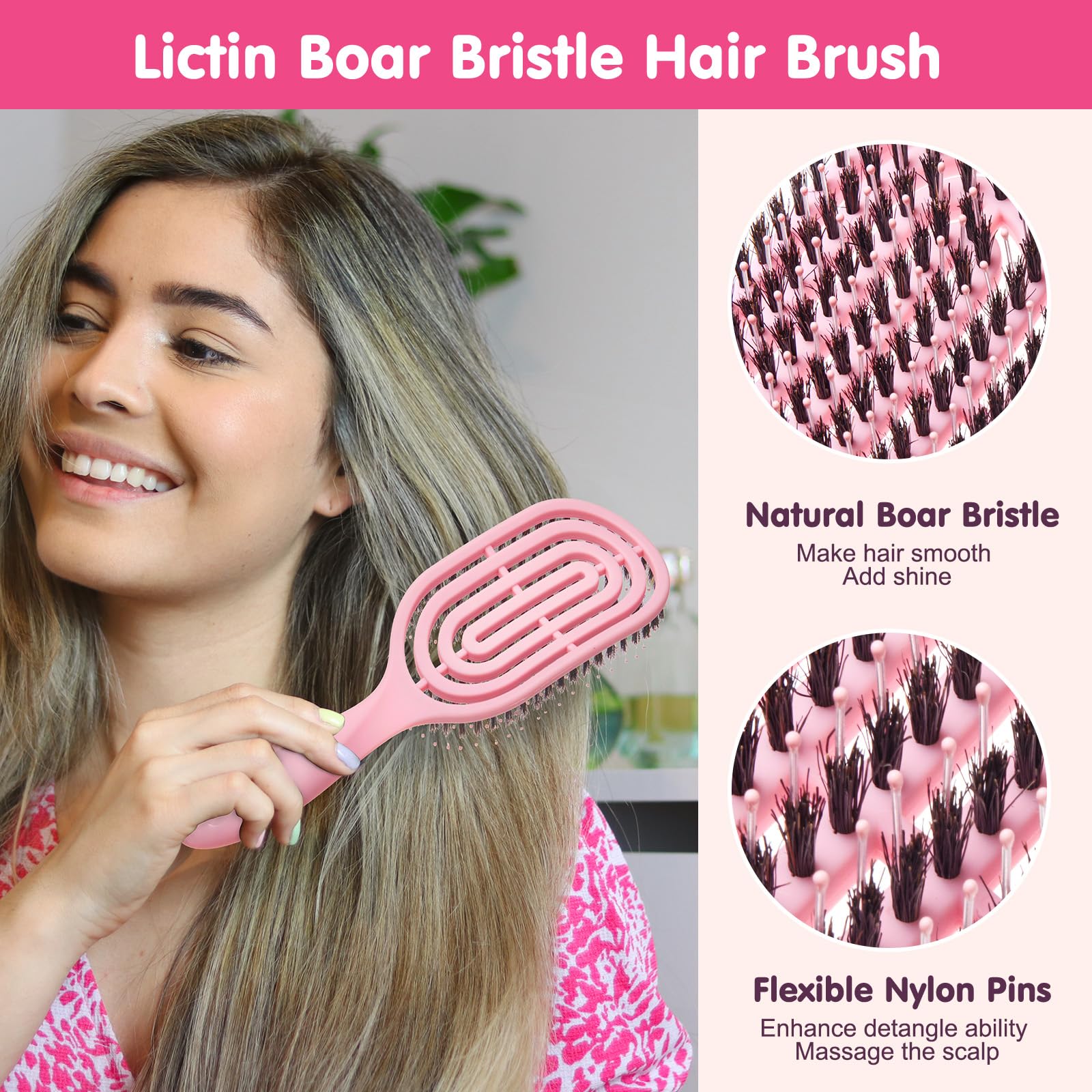 Lictin Detangling Brush for Women Men & Children, Does Not Pull on Hair - Image 2