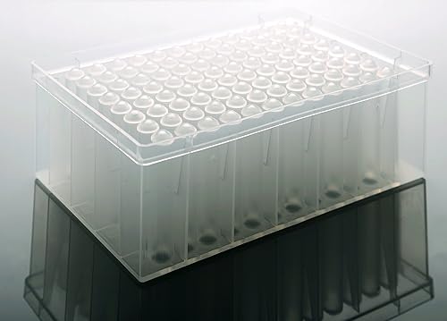 Azzota Placa de pozo profundo de 96 pocillos, parte inferior en V, redonda, estéril, 5/paquete, 50/caja