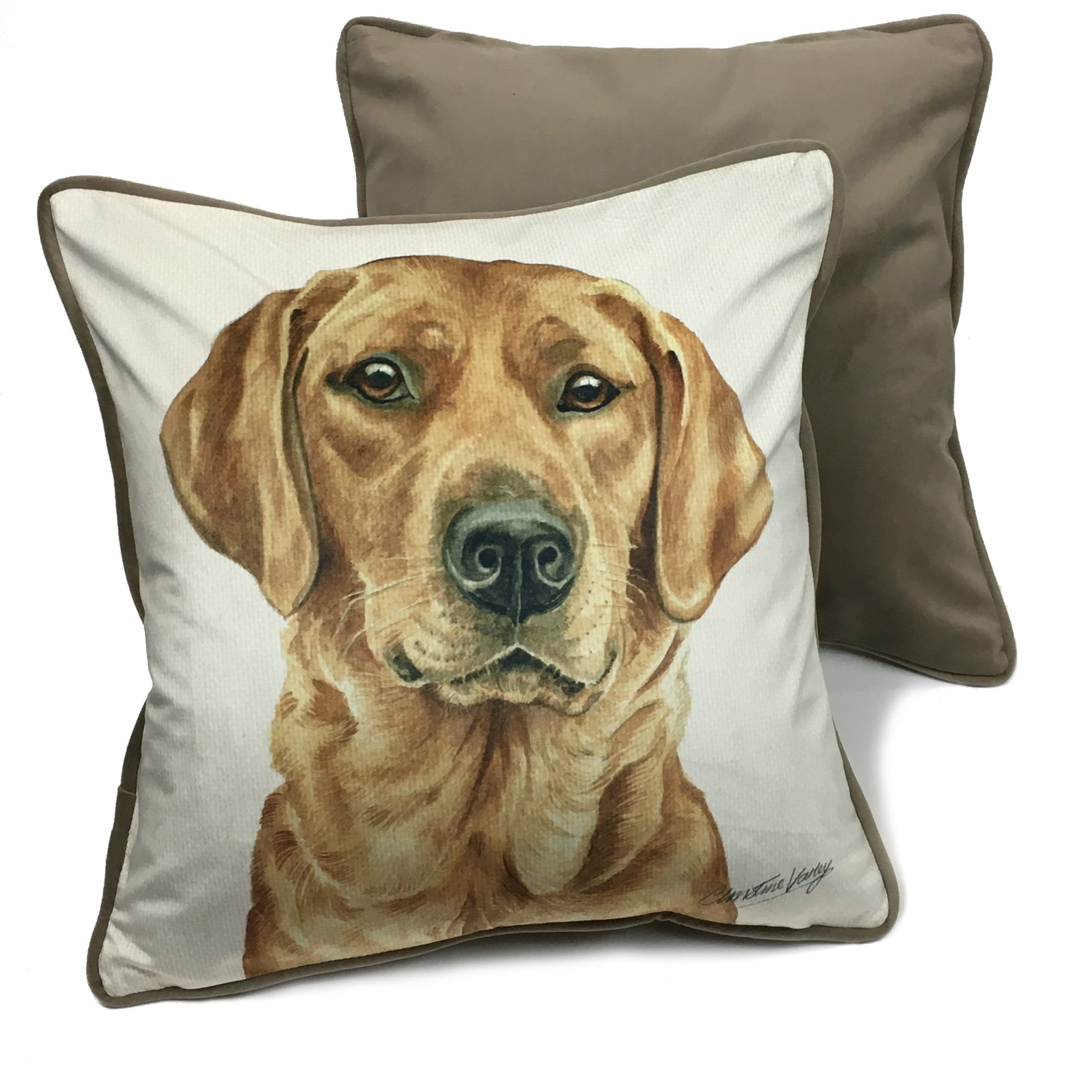 WaggyDogz Fox Red Labrador Luxury Dog Cushion/Pillow by Christine Varley (CUS-UK263)