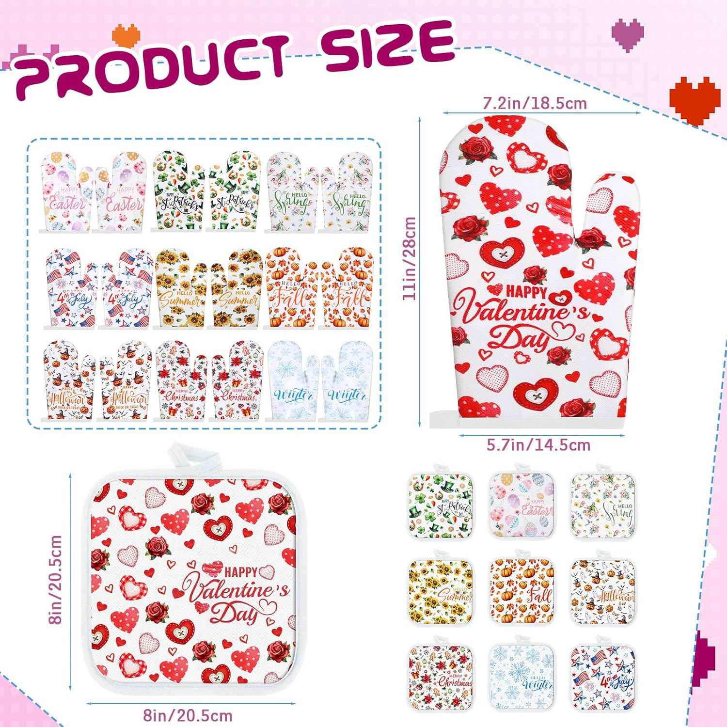 40 Pcs Fall Oven Mitts and Pot Holders Set Fall Baking Mitts Seasonal Heat Resistant Mat Holiday Oven Gloves Autumn Potholders Kitchen Gifts for Women Grilling Baking