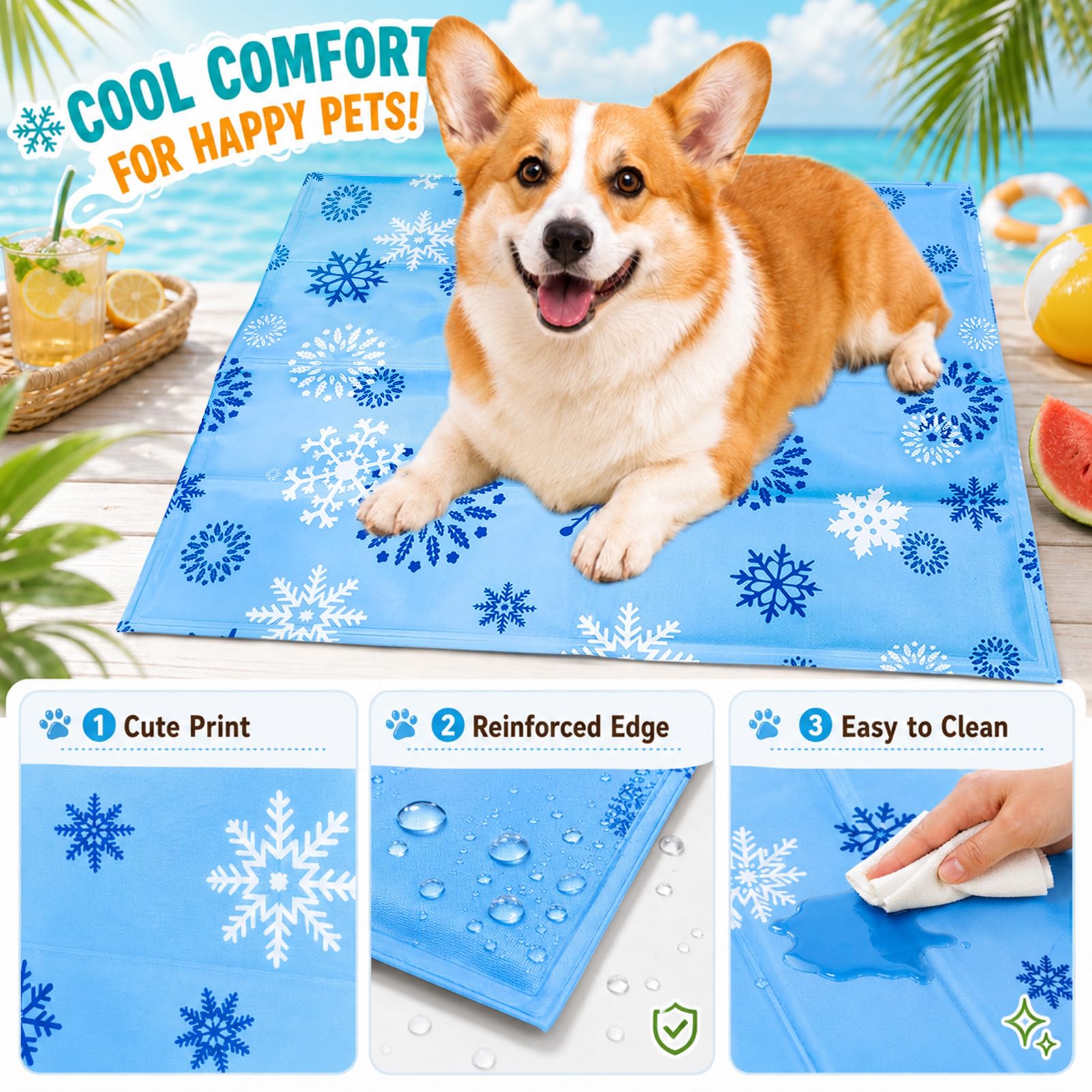 Cama Gel Frio para Perros, Manta Refrescante para Perros, Esterilla Refrescante Mascotas, Pet Cooling Mat for Cat, Almohadilla Refrescante Mascotas, Imprescindible en Verano, 2 Estilos (A)