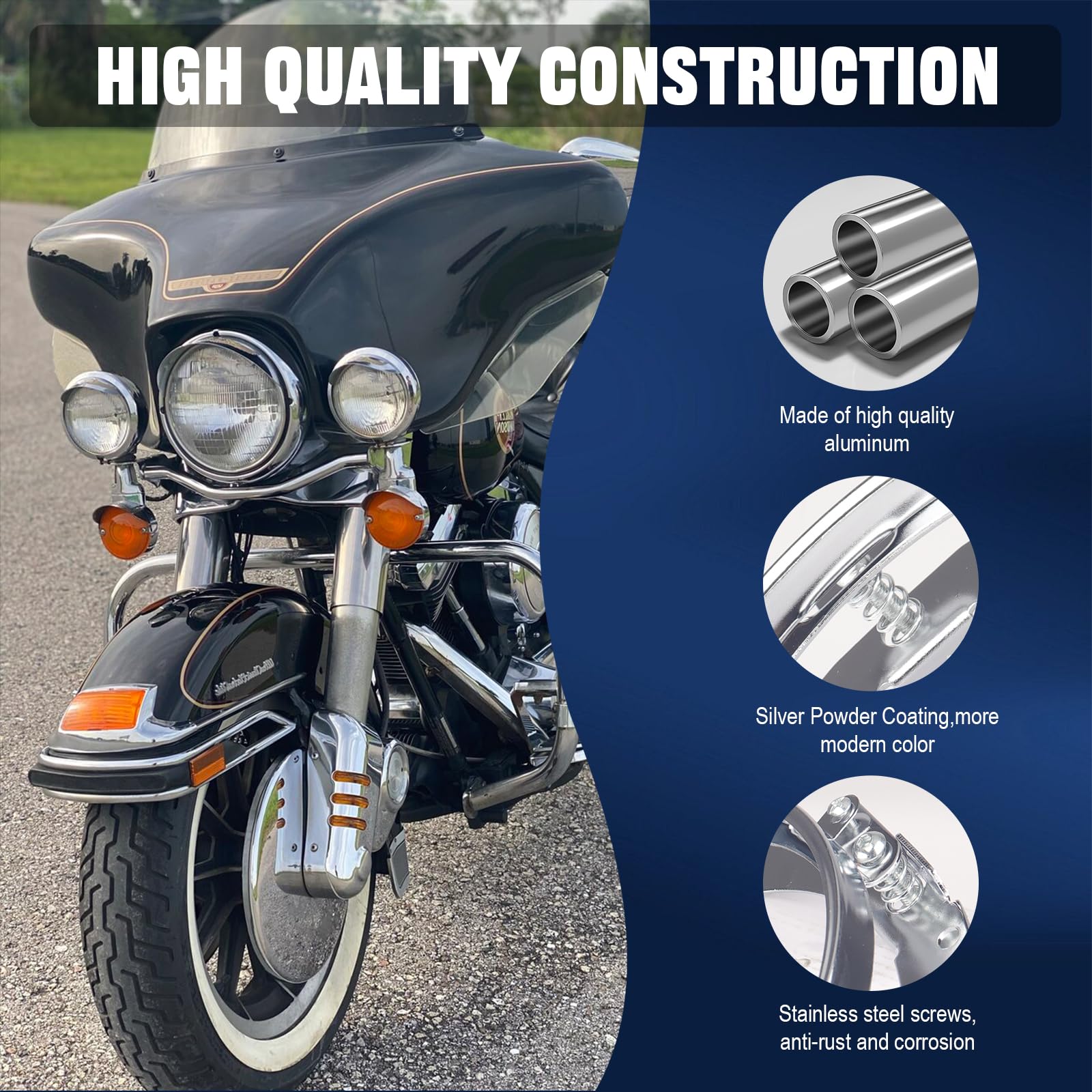 Chelhead Alloggiamento faro da 18 cm, anello faro rotondo cromato, staffa di montaggio antiruggine, 1 pezzo, compatibile con Fat Boy, Street Glide, Tri Glide, Free Wheeler, modello Touring 1994-2013