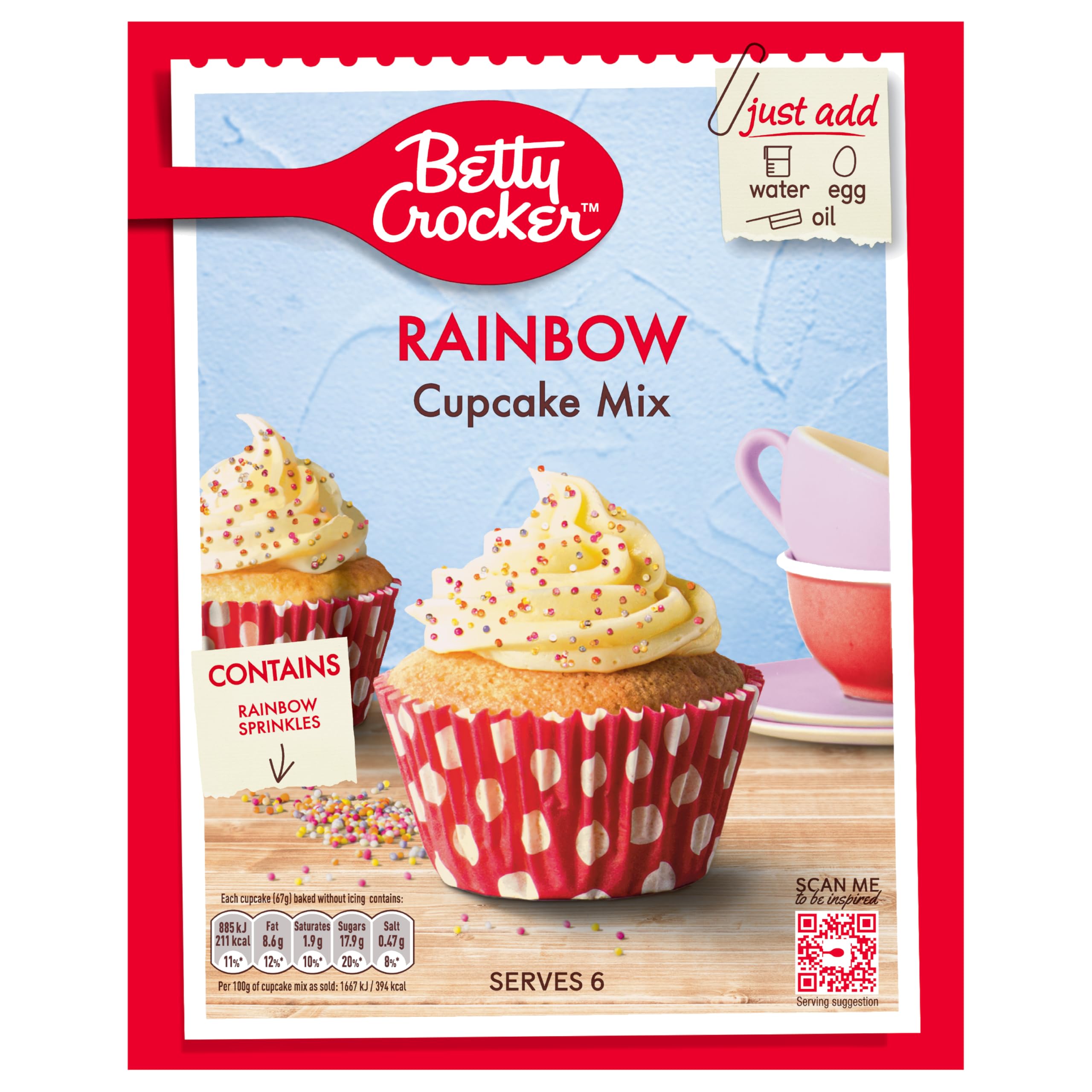 BETTY CROCKER RAINBOW CUPCAKE KIT 4X320G