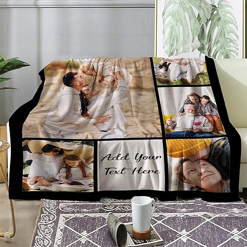 Miniatura 10 de Mantas de collage de imágenes personalizadas con texto, mantas de fotos personalizadas para mujeres, hombres, novios, regalos personalizados para