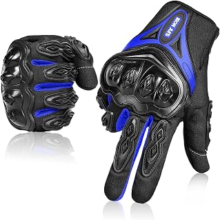 Motorcycle Gloves Full Finger Durable for Road Bike Summer Spring Powersports Support Touch Screen XL BLUE