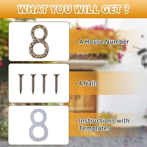 Miniatura 10 de Wookiwuki Número de casa flotante 3, 5.5 pulgadas de metal moderno números de casa de dirección con tornillos para exterior, decoración de buzón de