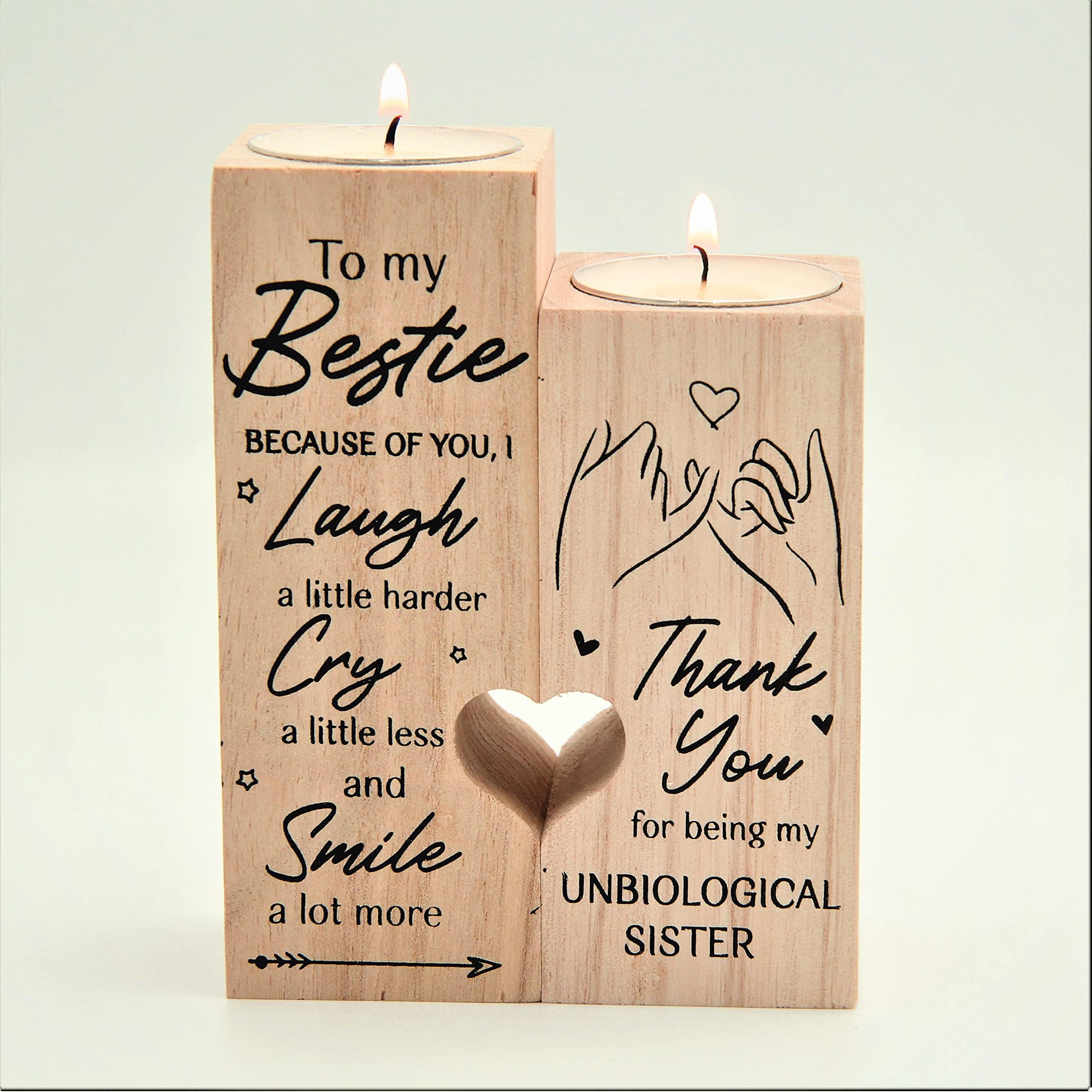 Heart shaped wooden candle holder,natural wooden craft,wooden candlesticks,the best gifts for friend.Romantic birthday gifts for my bestie(To My Bestie)