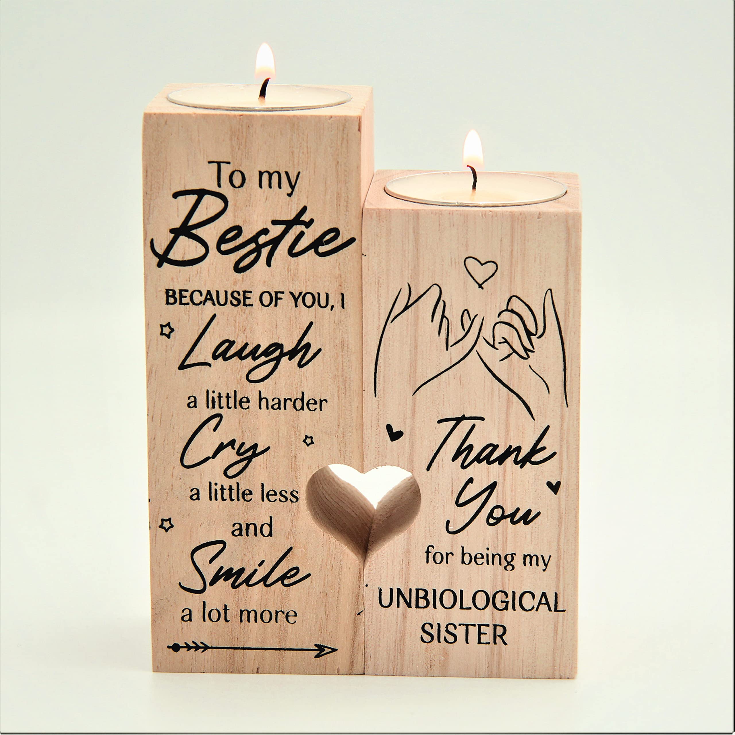 Heart shaped wooden candle holder,natural wooden craft,wooden candlesticks,the best gifts for friend.Romantic birthday gifts for my bestie(To My Bestie)