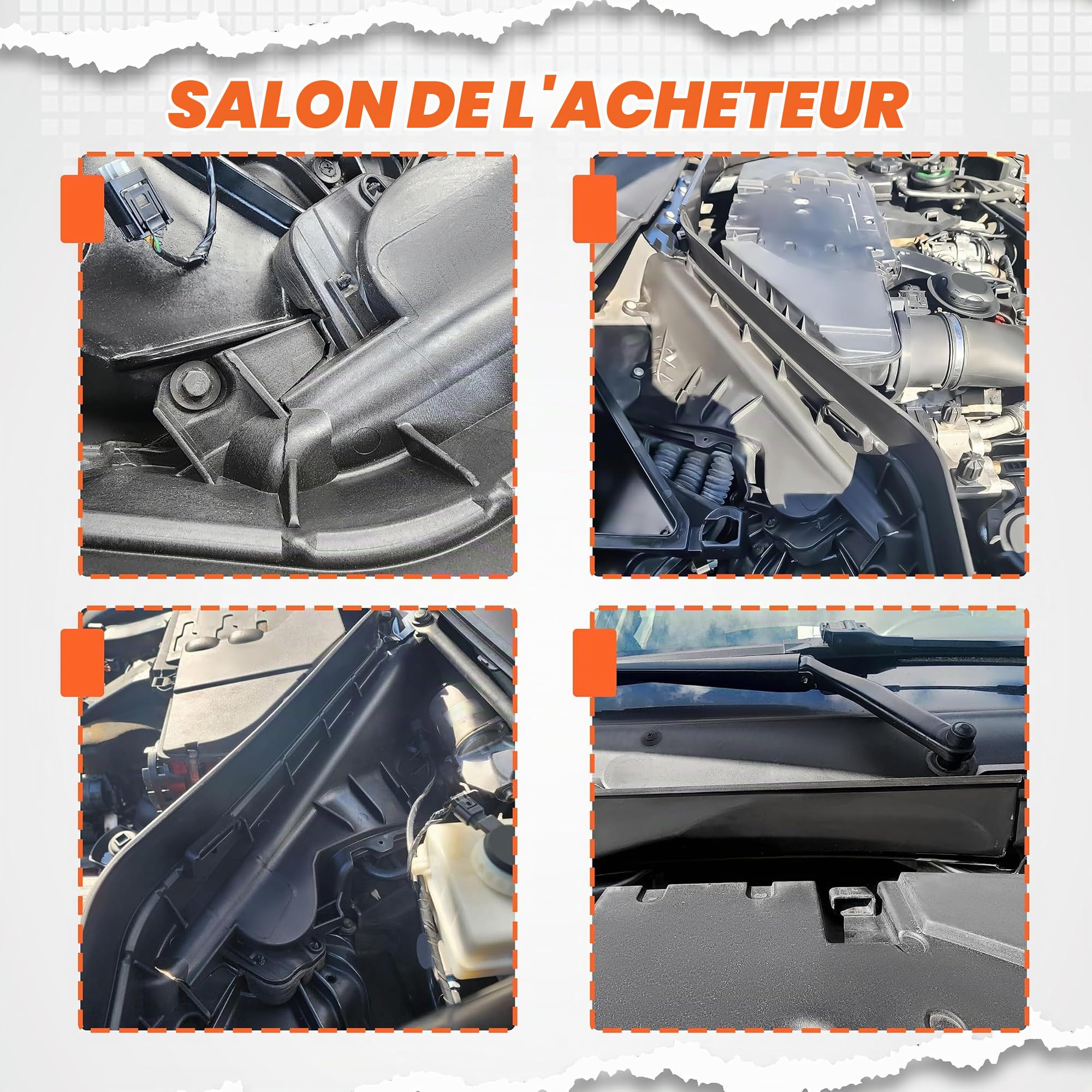 Kit de diviseur partie supérieure carénage de compartiment moteur compatible avec X6 E71 E72 2008-2014, Remplacement pour 51717169421 51717169419