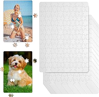 24 Sheets Sublimation Blank Puzzle 120 Pieces A4 Jigsaw Puzzles DIY Heat Press Blank Puzzle Craft for Heat Press Thermal Transfer Make Your Own Puzzles