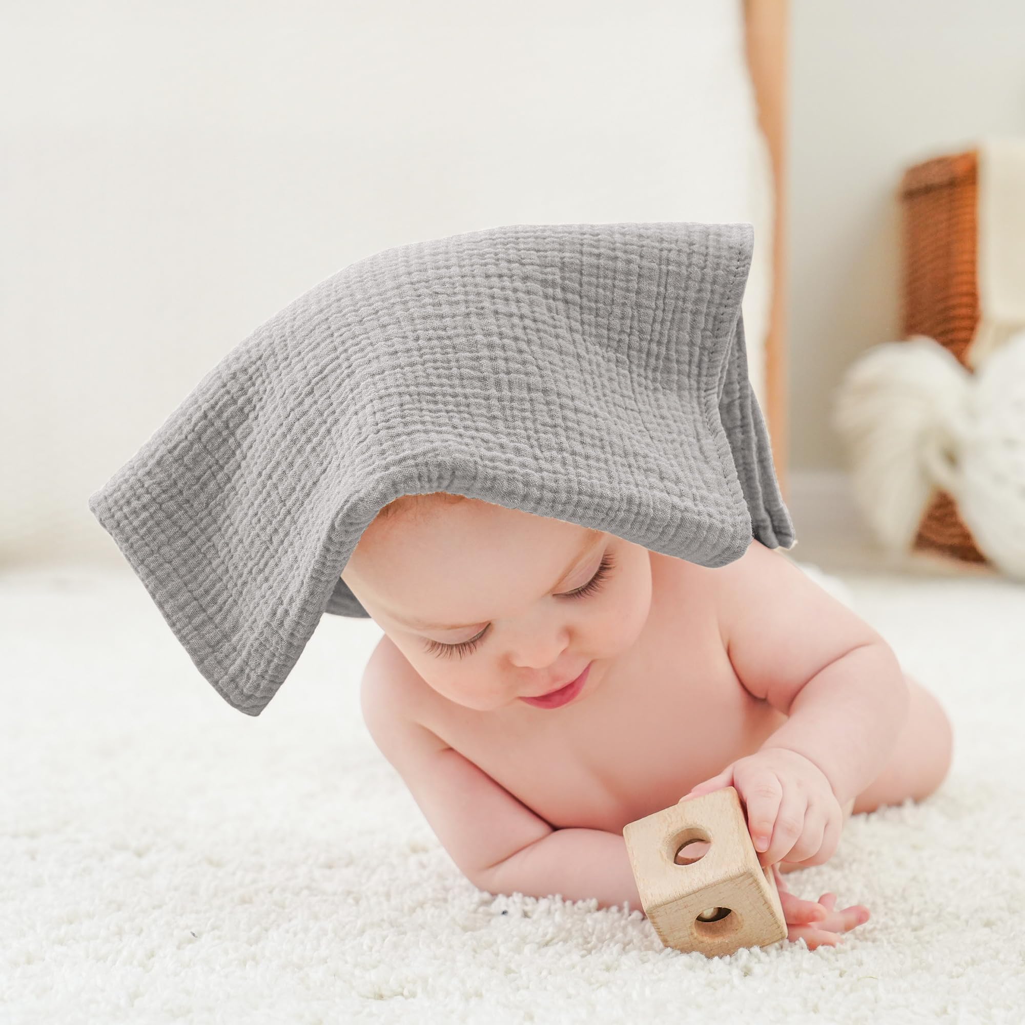 bearmoss Pannolini in cotone per neonati, assorbenti traspiranti per neonati, pelli sensibili, unisex, per neonati e ragazzi, set di 10 pezzi, 60 x 60 cm, colore: Albicocca)