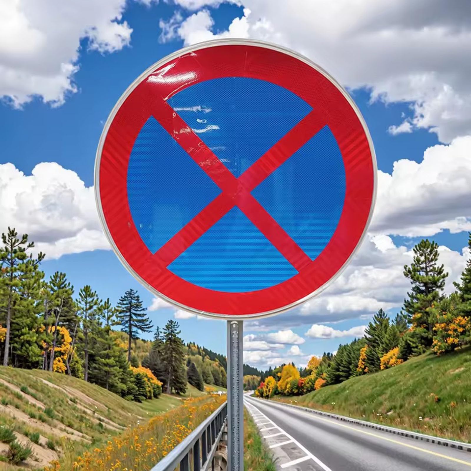 No Parking at Any Time Sign Outdoor No Parking Sign Do Not Block Gate Signs Durable Aluminum Reflective Red Blue UV Resistant Waterproof Anti-rust with Accessories (1PC, 60cm)