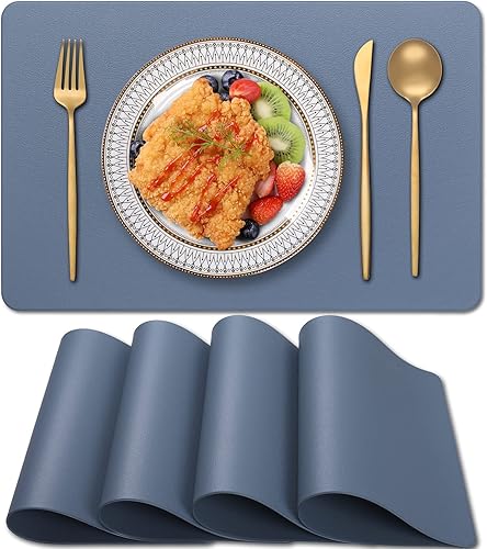 Blibalaskr Juego de 4 manteles individuales de PVC resistentes al calor, impermeables, lavables, antideslizantes, fáciles de limpiar, para