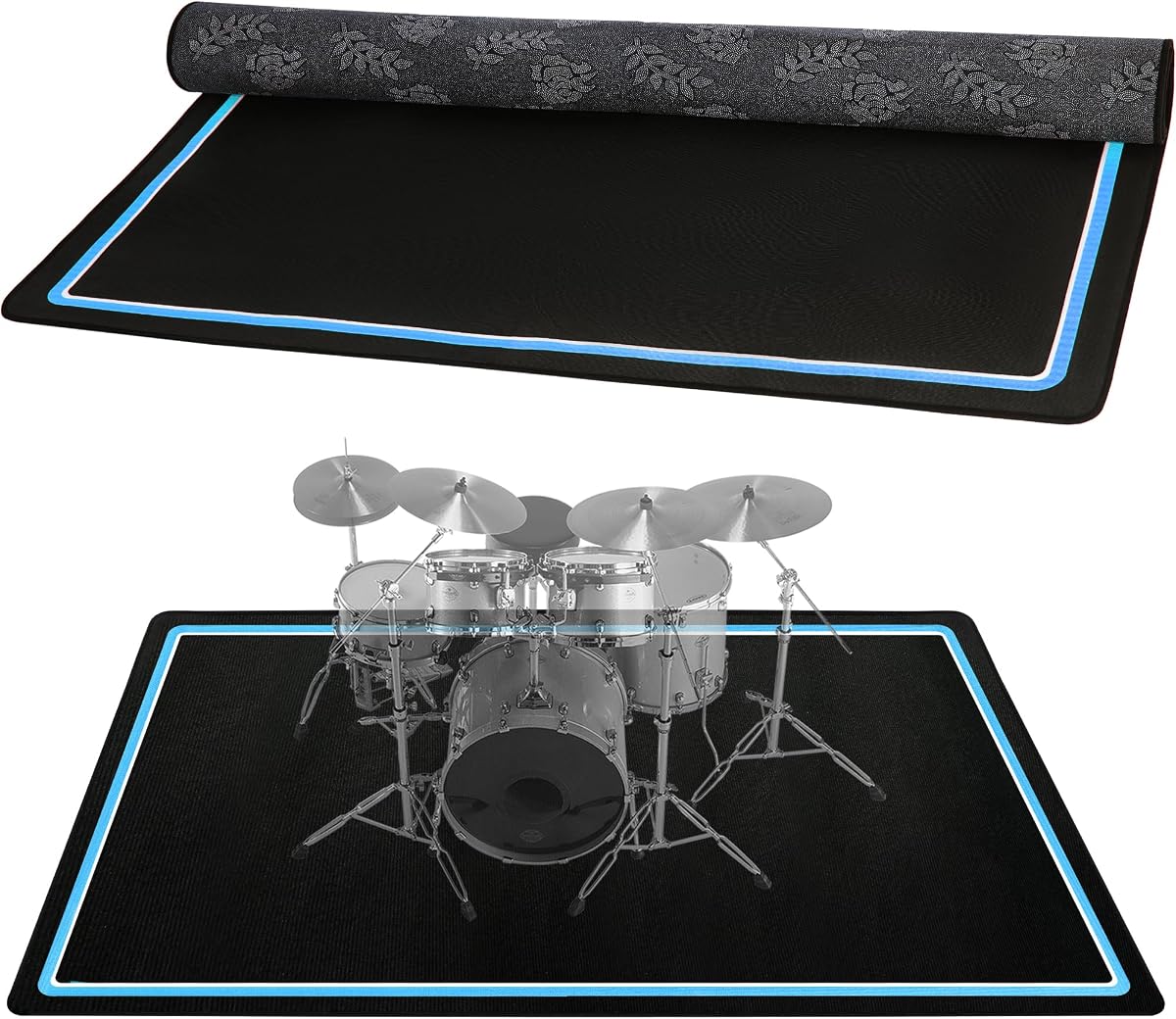 Drum Rug, 4 Ft x 5 Ft Drum Mat Carpet Music Rug with Non-Slip Bottom, Noise Reduction Electrical Pads for Drummers