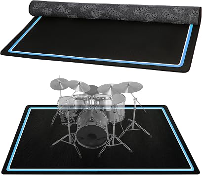 Drum Rug, 4 Ft x 6 Ft Drum Mat Carpet Music Rug with Non-Slip Bottom, Noise Reduction Electrical Pads for Drummers