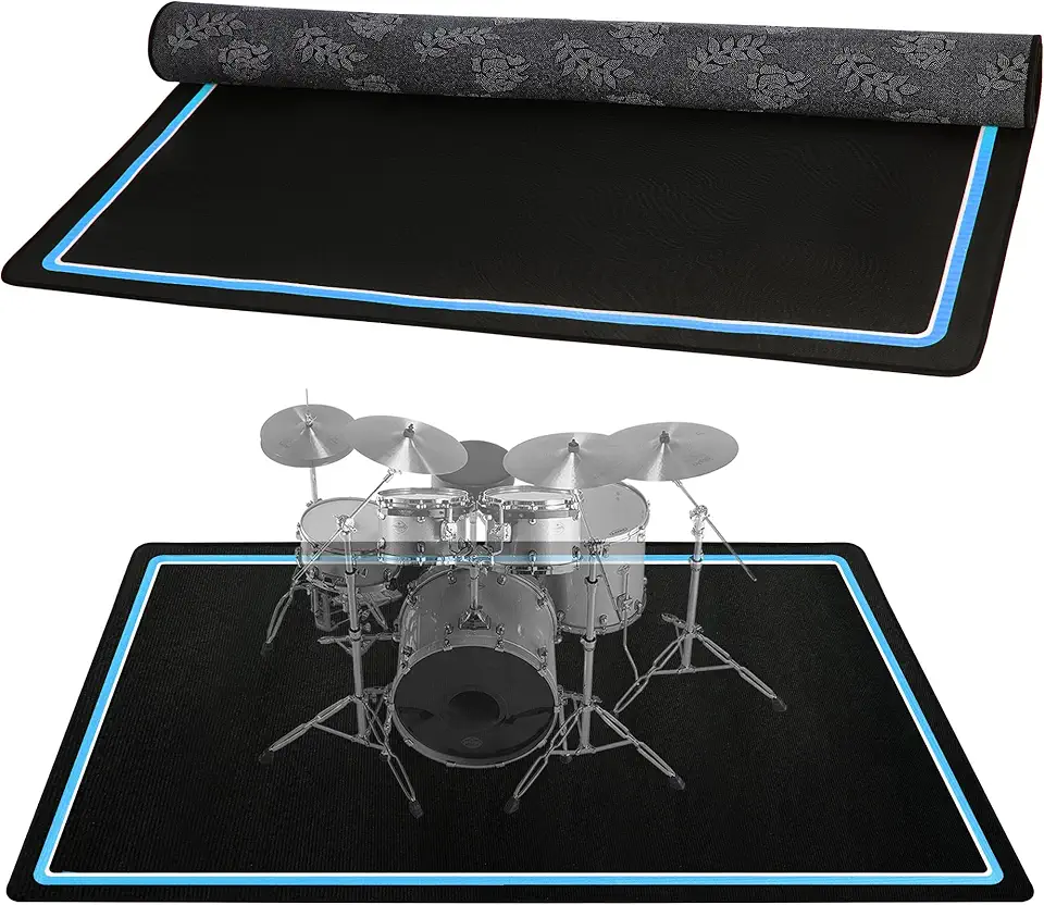 Tapete de tambor, 1,2 m x 1,5 m, tapete de bateria com fundo antiderrapante, almofadas elétricas de redução de ruído para bateristas