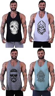 Kit 4 Regata Cavada Masculina MXD Conceito Cores Coloridas Para Todos Estilos Caveira Academia Treinos Musculação Casual