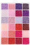 12500pcs John Bead Assorted Glass Seed Beads 8/0, 24 Rainbow Vibrant Pastels Colors Round Bead for DIY Crafts Jewelry Making Bead Box