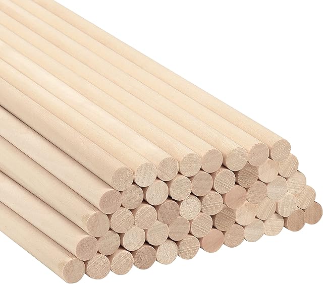 Belle Vous Natural Round Wood Dowel Rods (50 Pack) - 30cm / 12 Inches - Extra Long Unfinished 10mm Wooden Craft Sticks - Dowels for Woodcraft, Art Projects, Decorations & DIY Crafts