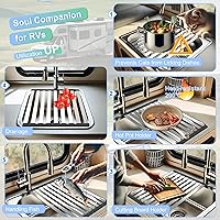 Vista 6 de Mamakura Roll Up Dish Drying Rack Over The Sink, Hangable Dish Drying Rack，Foldable Sink Rack Stainless Steel Sturdy Anti-Slip Multipurpose