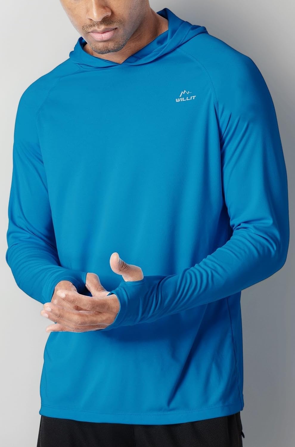 Willit Men's UPF 50+ Sun Protection Hoodie Shirt Long Sleeve SPF Performance Hiking Fishing Shirt Lightweight Brilliant Blue XXL