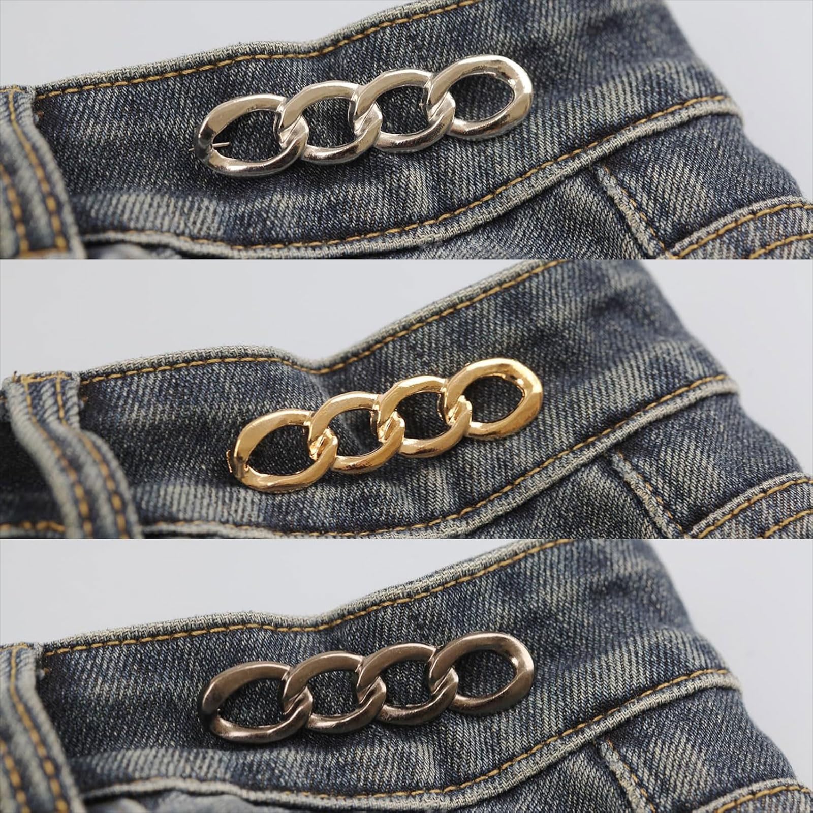 LunarCharm 6 Piezas Clips Ajustables para Cintura, Prácticos Ajustadores de Cintura y Clips para Ajustar Pantalones, Ideal para Botones de Jeans Ajustables
