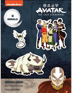 Avatar The Last Airbender Decals - Set of 3 Appa, Momo Anime Vinyl Stickers for Car Window Laptop Water Bottle Truck Bumper Air Bender Vehicle Accessories