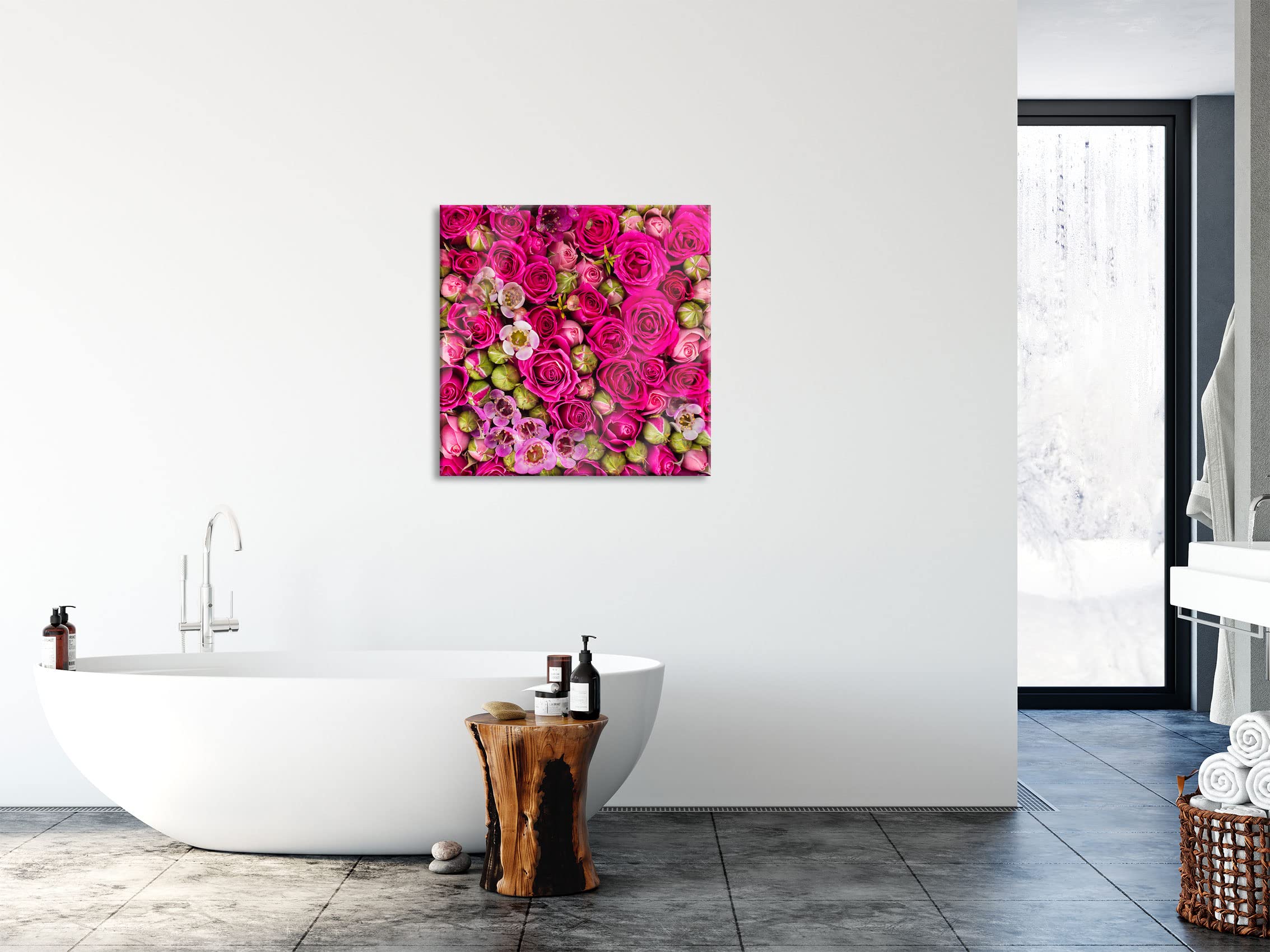 Pixxprint Quadro da parete su vetro, motivo: fiori, 40 x 40 cm, con sospensione e distanziatore