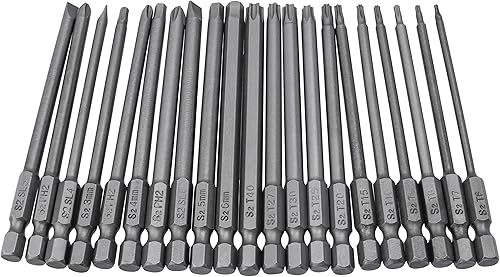 Miniatura 2 de Yakamoz Juego de 21 puntas de destornillador de 4 pulgadas de largo Torx Phillips con cabeza hexagonal ranurada PH2, puntas de destornillador de