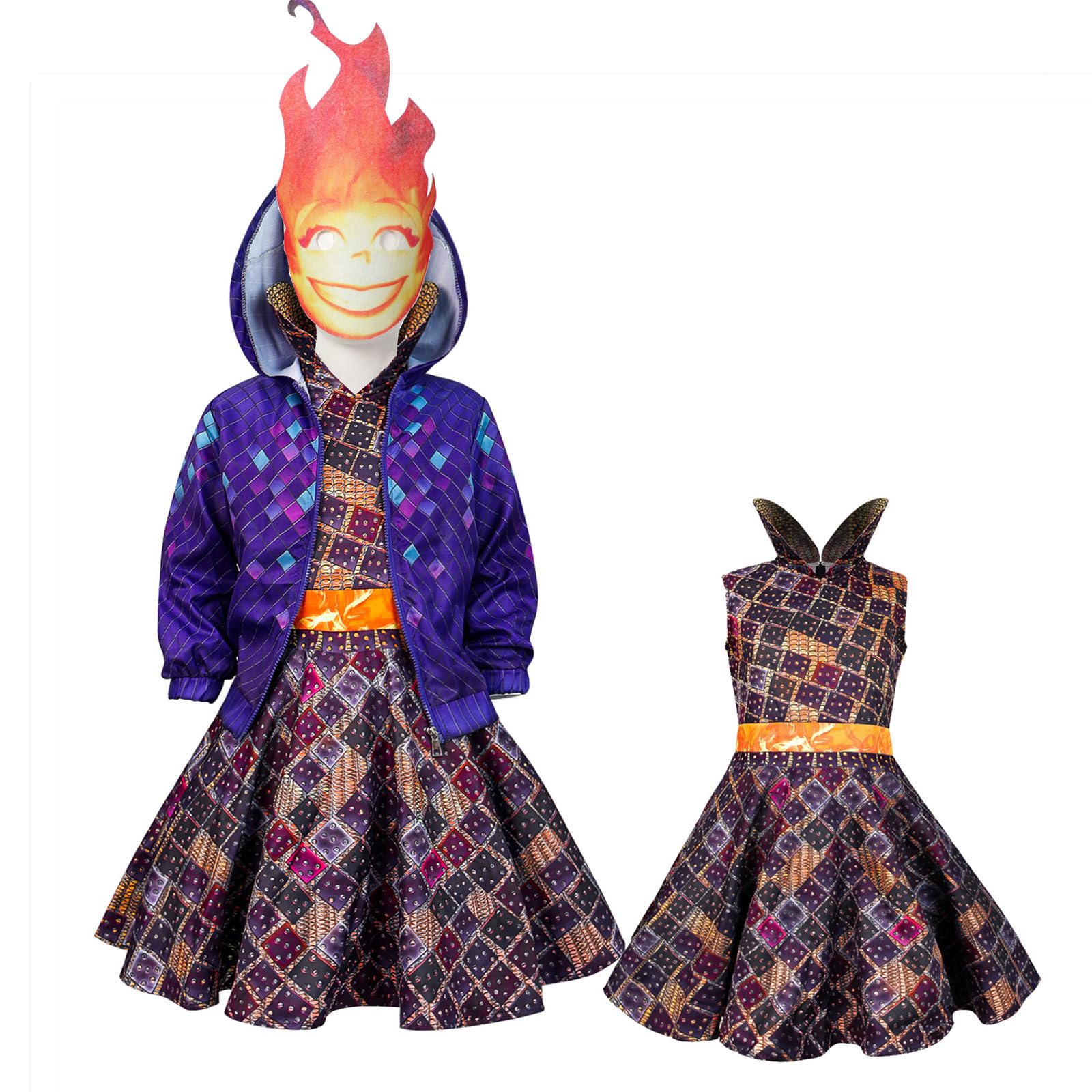 Ember Costume Dress Girls Cartoon Copslay Outfits Kid Hooded Jacket with Mask Halooween Dress up